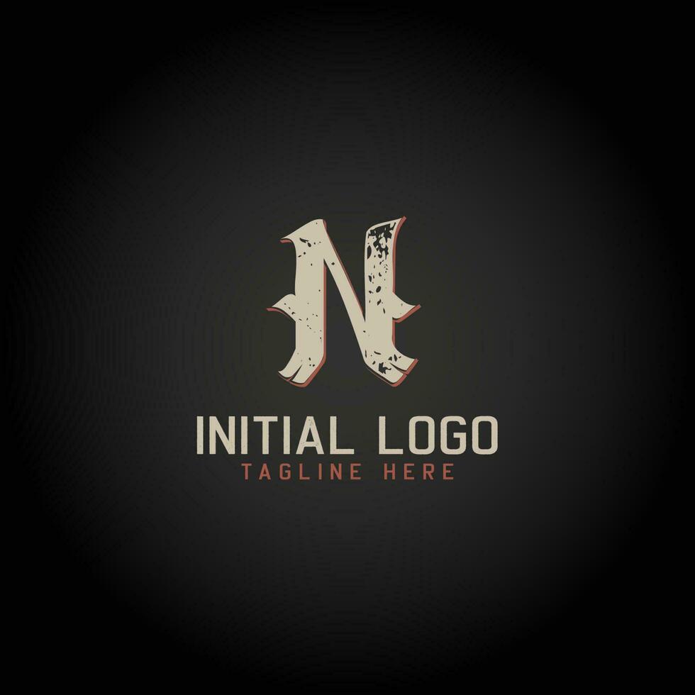 Logo von n Alphabet Initiale gotisch Stil Symbol Design vektor