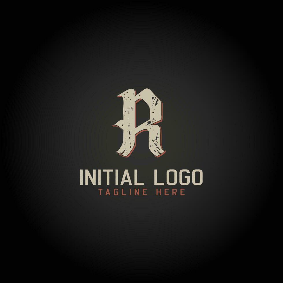 logotyp av r alfabet första gotik stil ikon design vektor