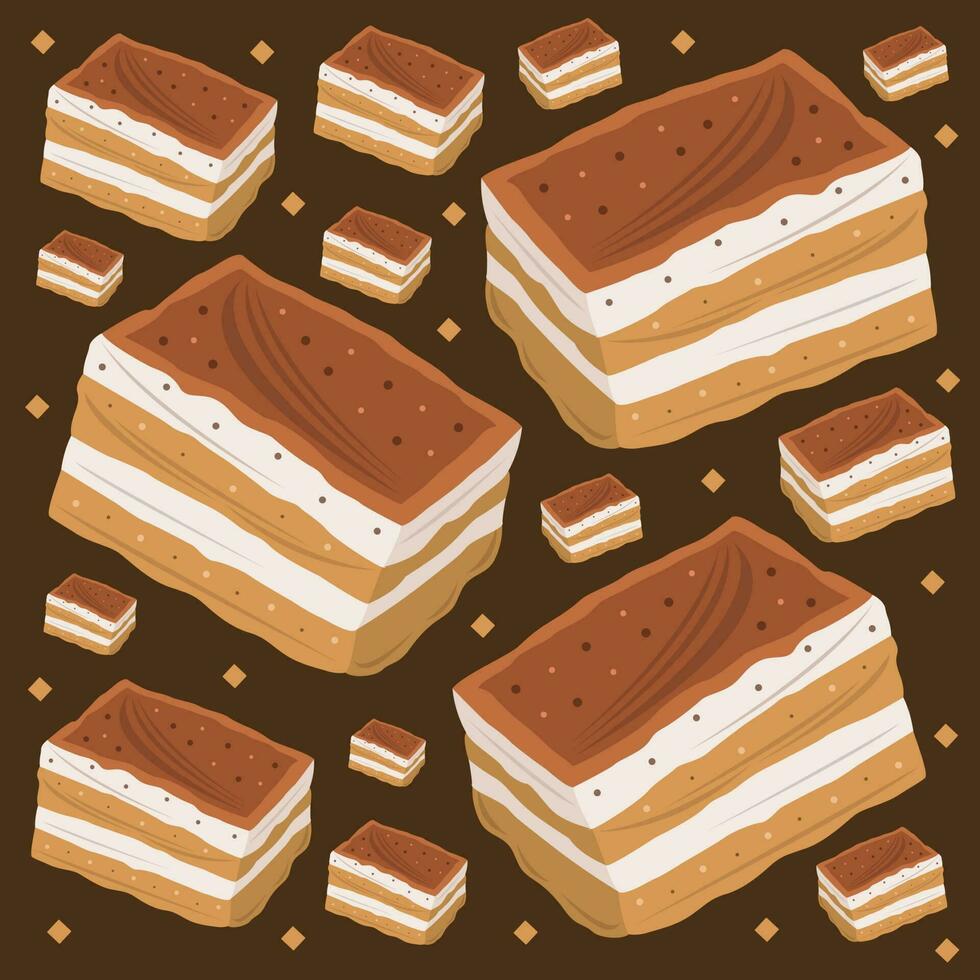 Süss Tiramisu Kuchen Vektor Illustration zum Grafik Design und dekorativ Element