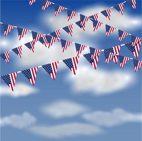 Amerikanska flaggan bunting i himlen vektor