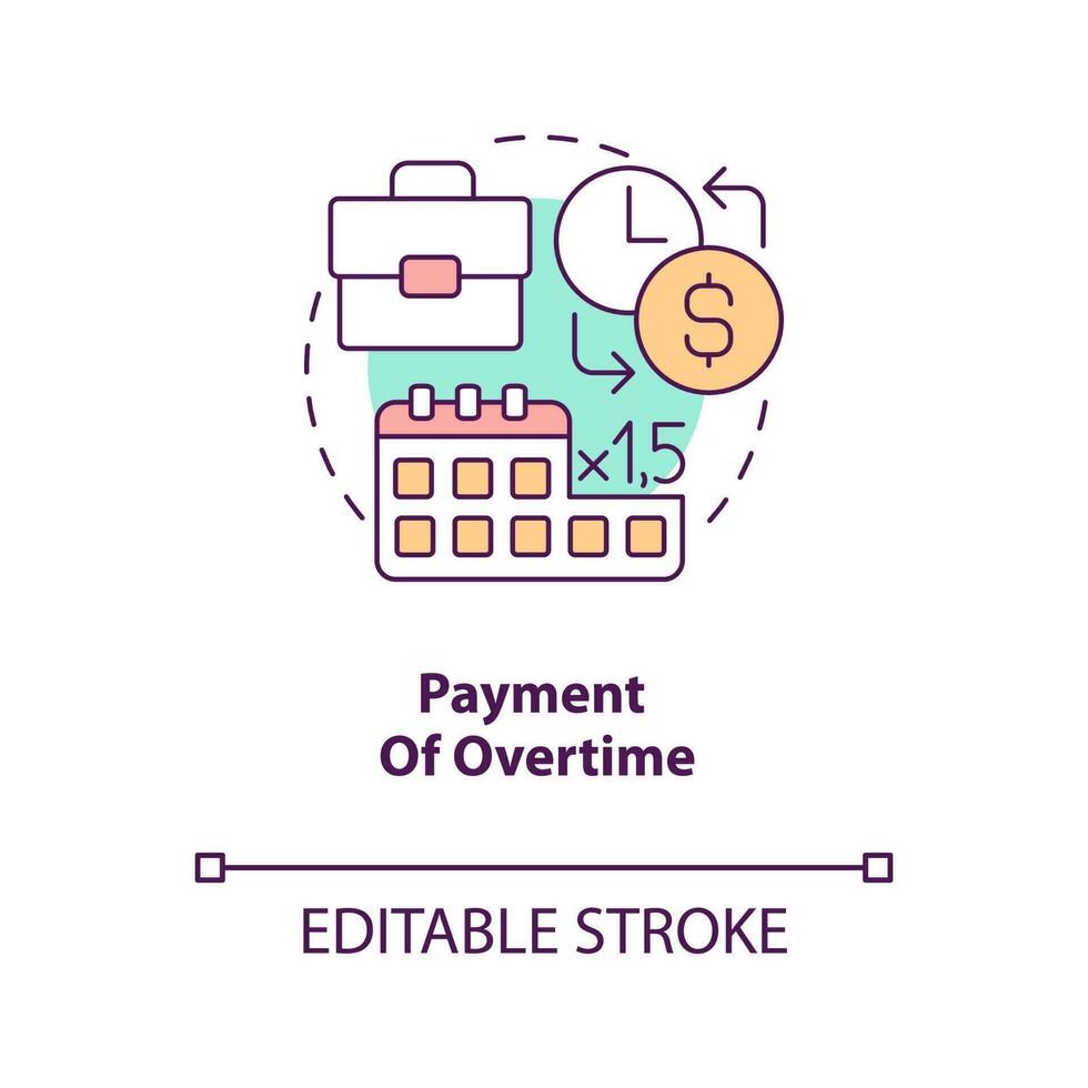 betalning av över tid begrepp ikon. anställd klagomål på lön problem abstrakt aning tunn linje illustration. isolerat översikt teckning. redigerbar stroke vektor
