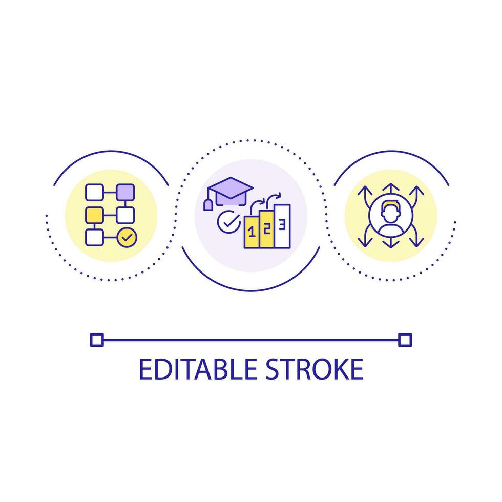 effektiv utbildning planen slinga begrepp ikon. inlärning bearbeta systematisering. strukturera abstrakt aning tunn linje illustration. isolerat översikt teckning. redigerbar stroke vektor