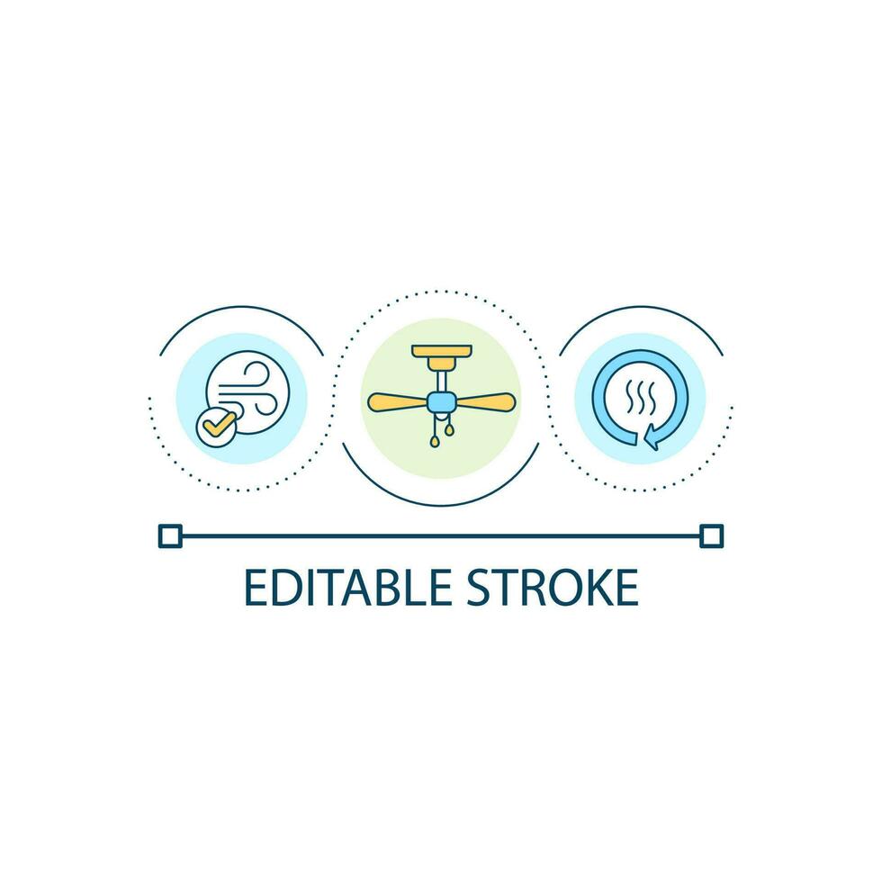 användande tak fläktar slinga begrepp ikon. hus klimat kontrollera. luft konditionering. ventilation systemet abstrakt aning tunn linje illustration. isolerat översikt teckning. redigerbar stroke vektor