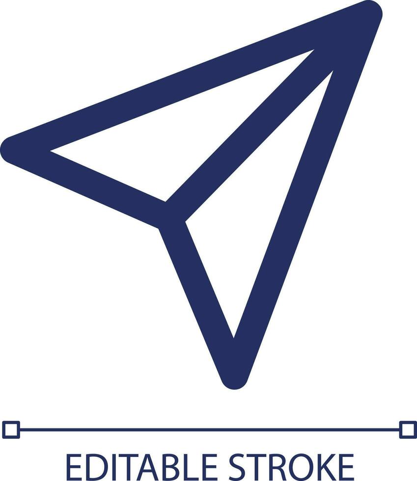 Papier Flugzeug linear ui Symbol. Digital Nachrichtenübermittlung und Email. Origami Technik. gui, ux Design. Gliederung isoliert Benutzer Schnittstelle Element zum App und Netz. editierbar Schlaganfall vektor