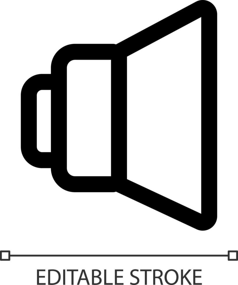 ljud vit linjär ui ikon. högt och tyst. högtalare. media spelare kontrollera. gui, ux design. översikt isolerat användare gränssnitt element för app och webb. redigerbar stroke vektor