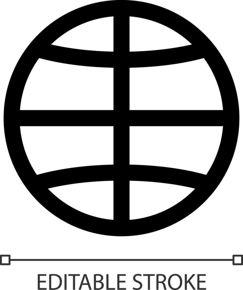 klot vit linjär ui ikon. internationell och global. internet och global nätverk tecken. gui, ux design. översikt isolerat användare gränssnitt element för app och webb. redigerbar stroke vektor