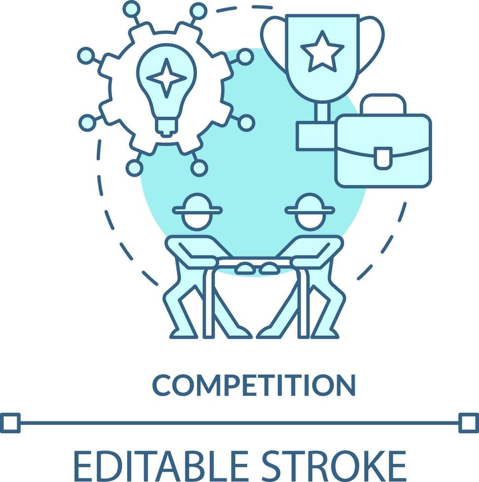 konkurrens turkos begrepp ikon. bredare jordbruk företag miljö abstrakt aning tunn linje illustration. isolerat översikt teckning. redigerbar stroke vektor