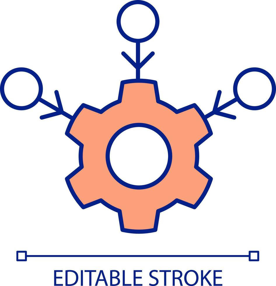 absorbierend kleiner Teile rgb Farbe Symbol. Einzelheiten von groß Mechanismus. Integration und Kombination. isoliert Vektor Illustration. einfach gefüllt Linie Zeichnung. editierbar Schlaganfall