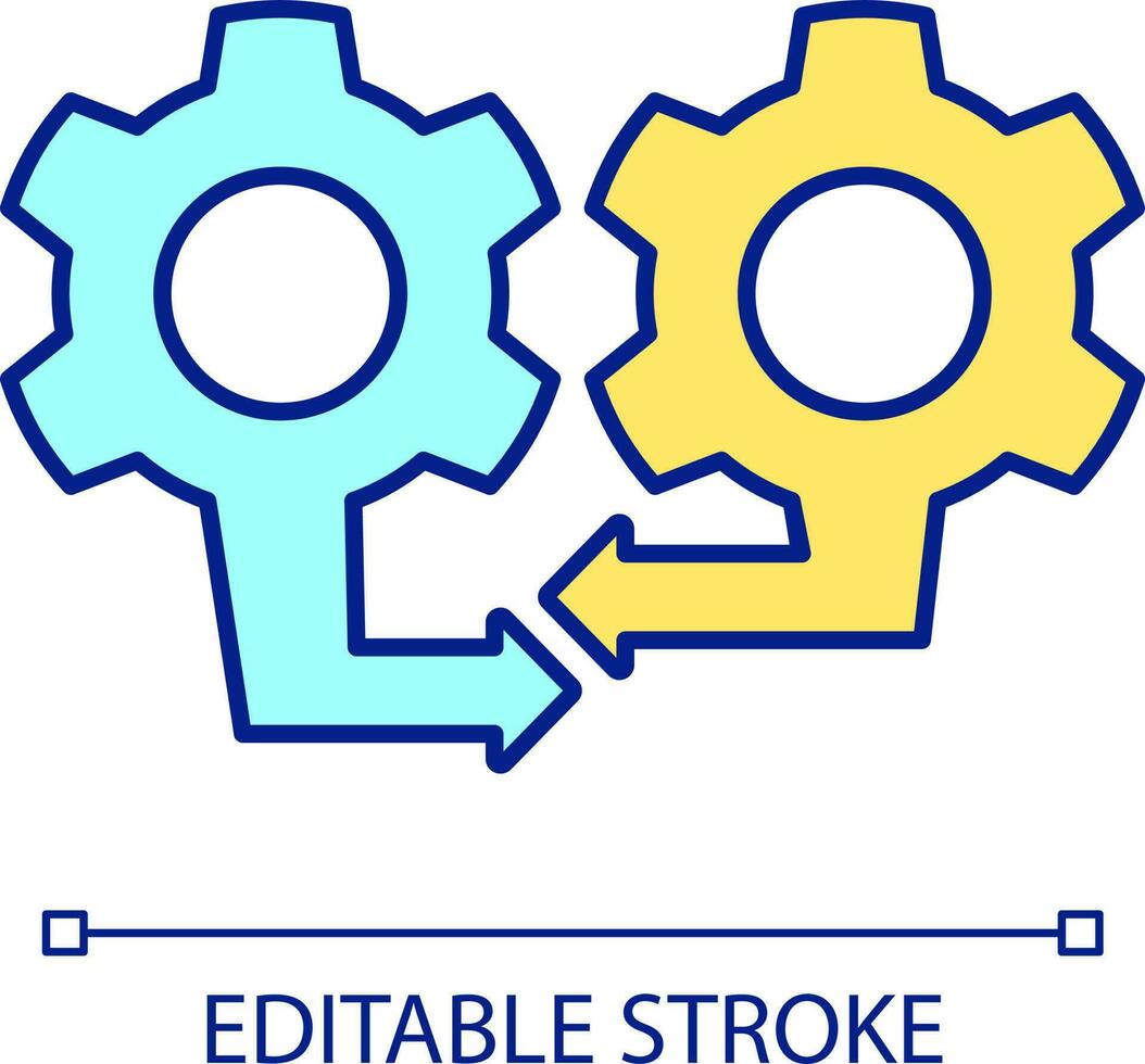 system integration rgb Färg ikon. kombination och konsolidering. gemensam bearbeta. partnerskap. isolerat vektor illustration. enkel fylld linje teckning. redigerbar stroke