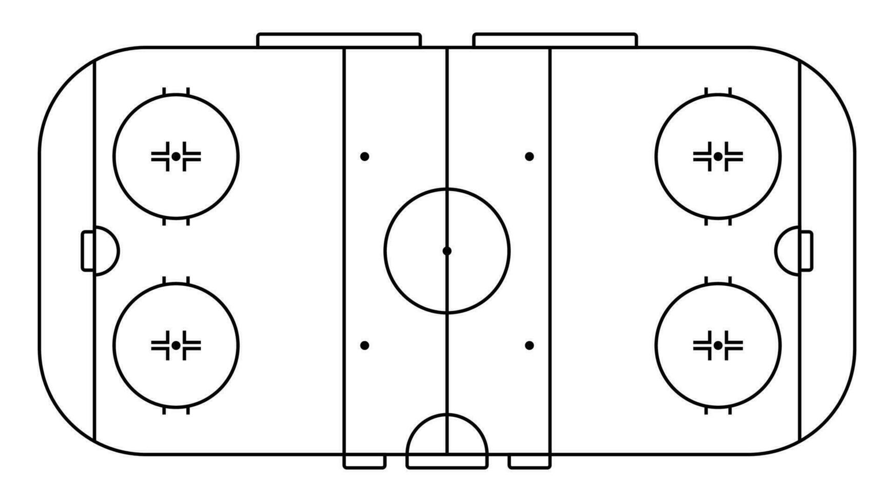 Eis Eishockey Sport Gericht Markierungen Linien. Gliederung Eishockey Spielplatz oben Sicht. Sport Boden zum aktiv Erholung. Vektor