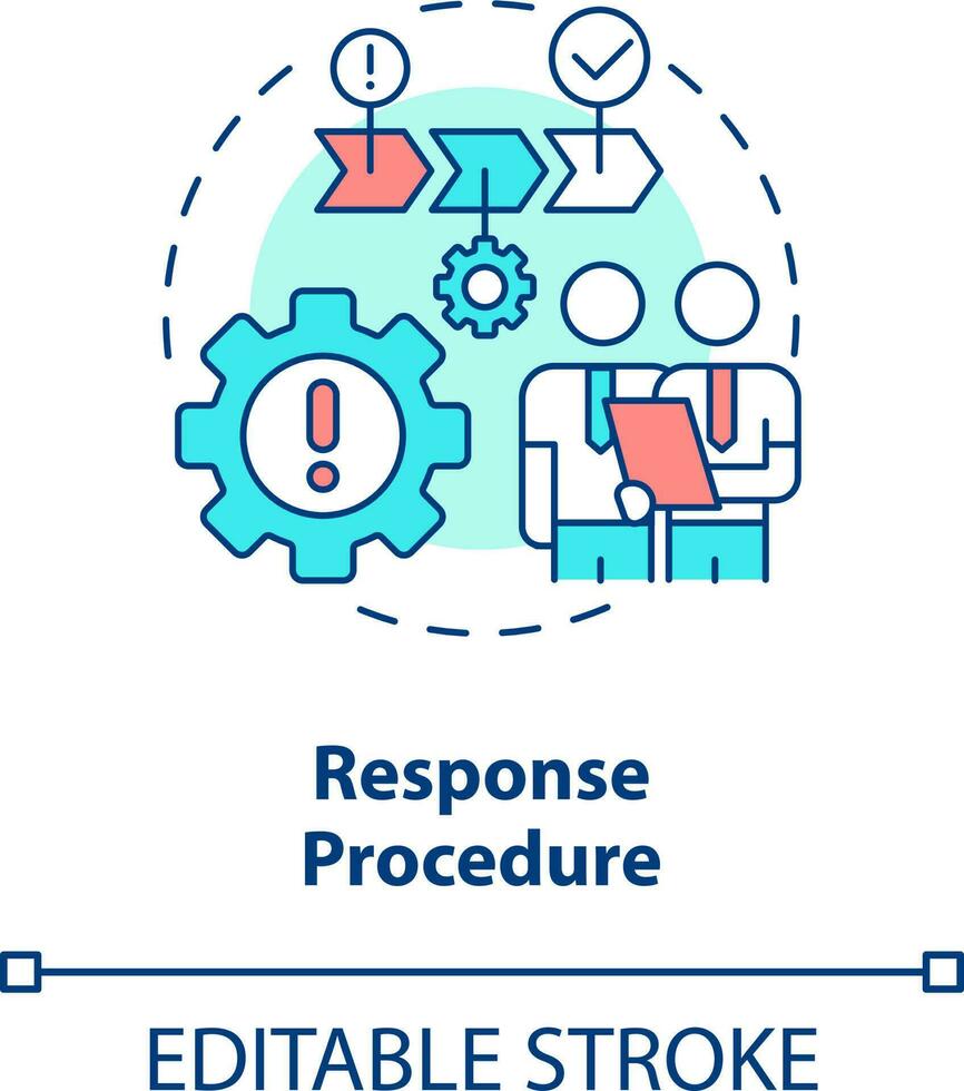 svar procedur begrepp ikon. kommunikation. kris förvaltning planen komponent abstrakt aning tunn linje illustration. isolerat översikt teckning. redigerbar stroke vektor