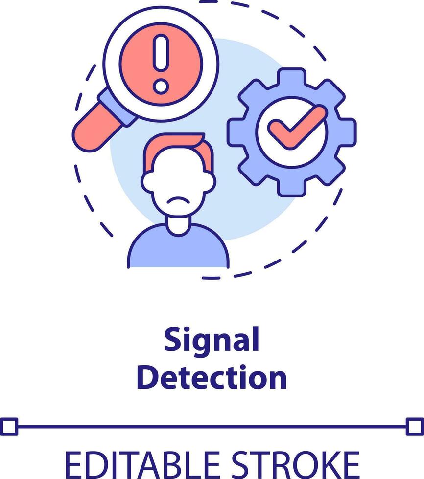 signal upptäckt begrepp ikon. identifiera problem. modell för kris förvaltning steg abstrakt aning tunn linje illustration. isolerat översikt teckning. redigerbar stroke vektor