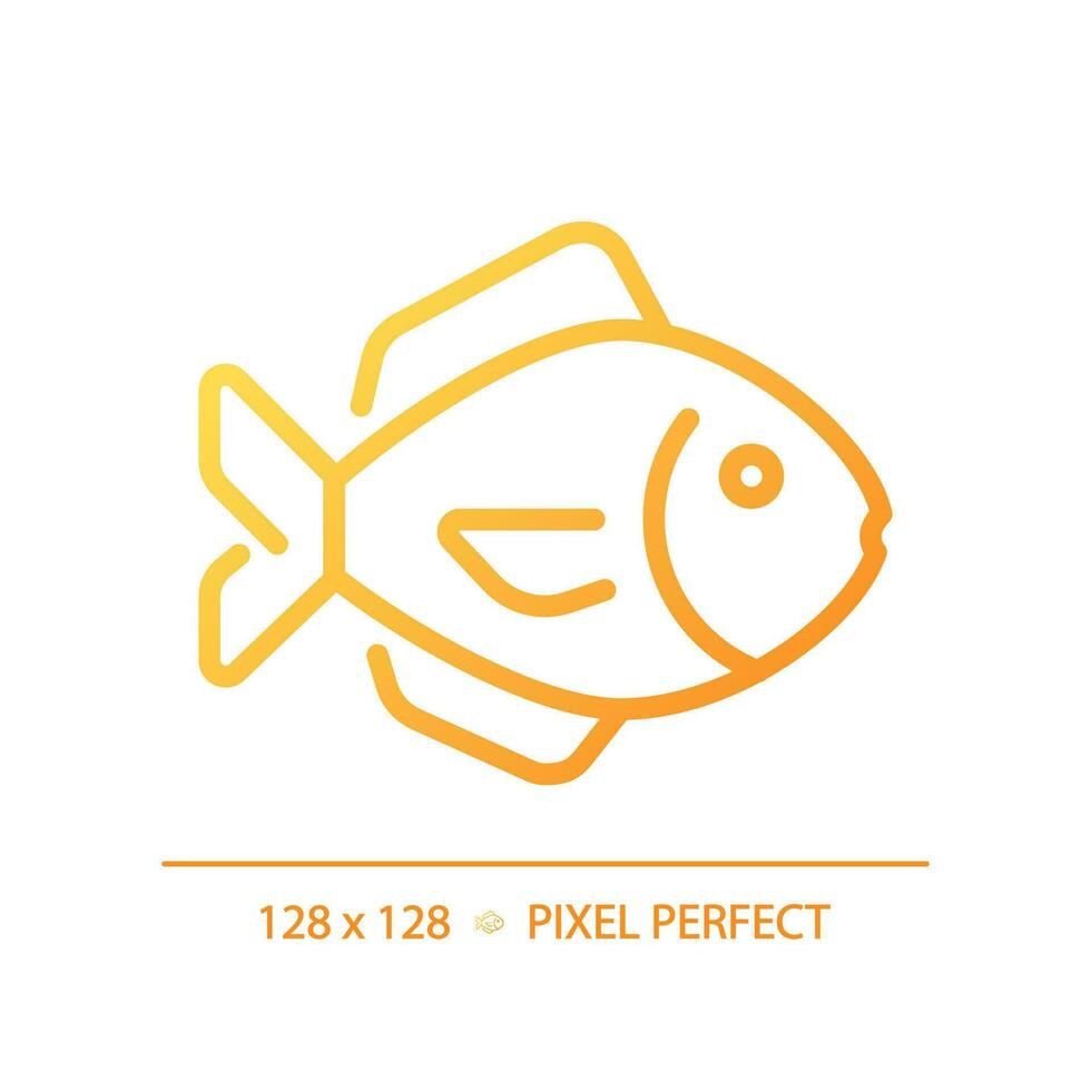 Fisch Pixel perfekt Gradient linear Vektor Symbol. Meeresfrüchte Abteilung. Wasser- Produkte. Ozean fangen. Marine Küche. dünn Linie Farbe Symbol. modern Stil Piktogramm. Vektor isoliert Gliederung Zeichnung