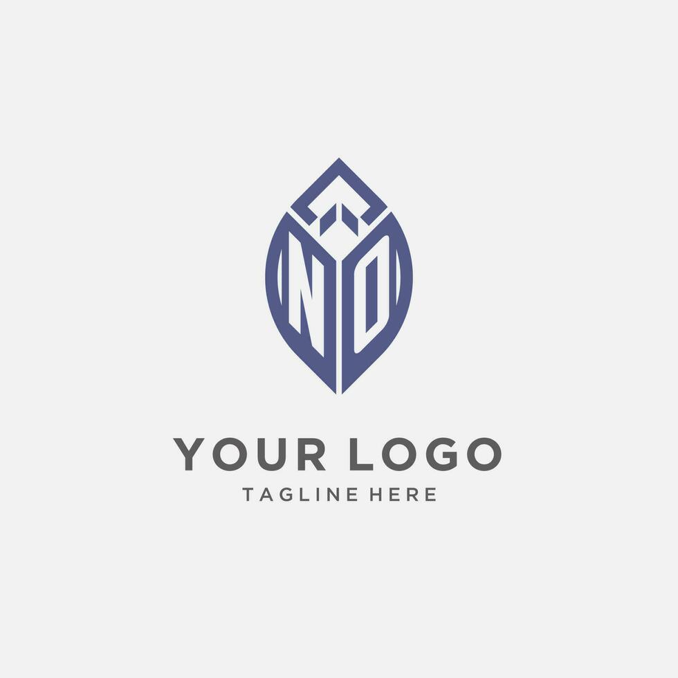 Nein Logo mit Blatt Form, sauber und modern Monogramm Initiale Logo Design vektor