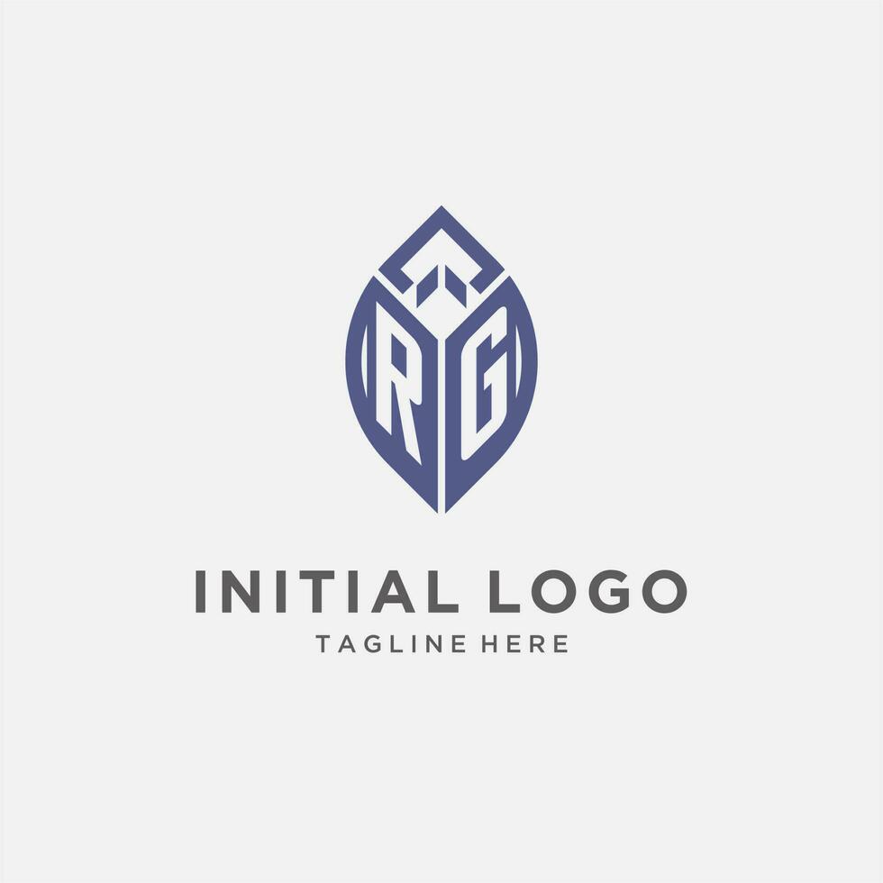 rg logotyp med blad form, rena och modern monogram första logotyp design vektor