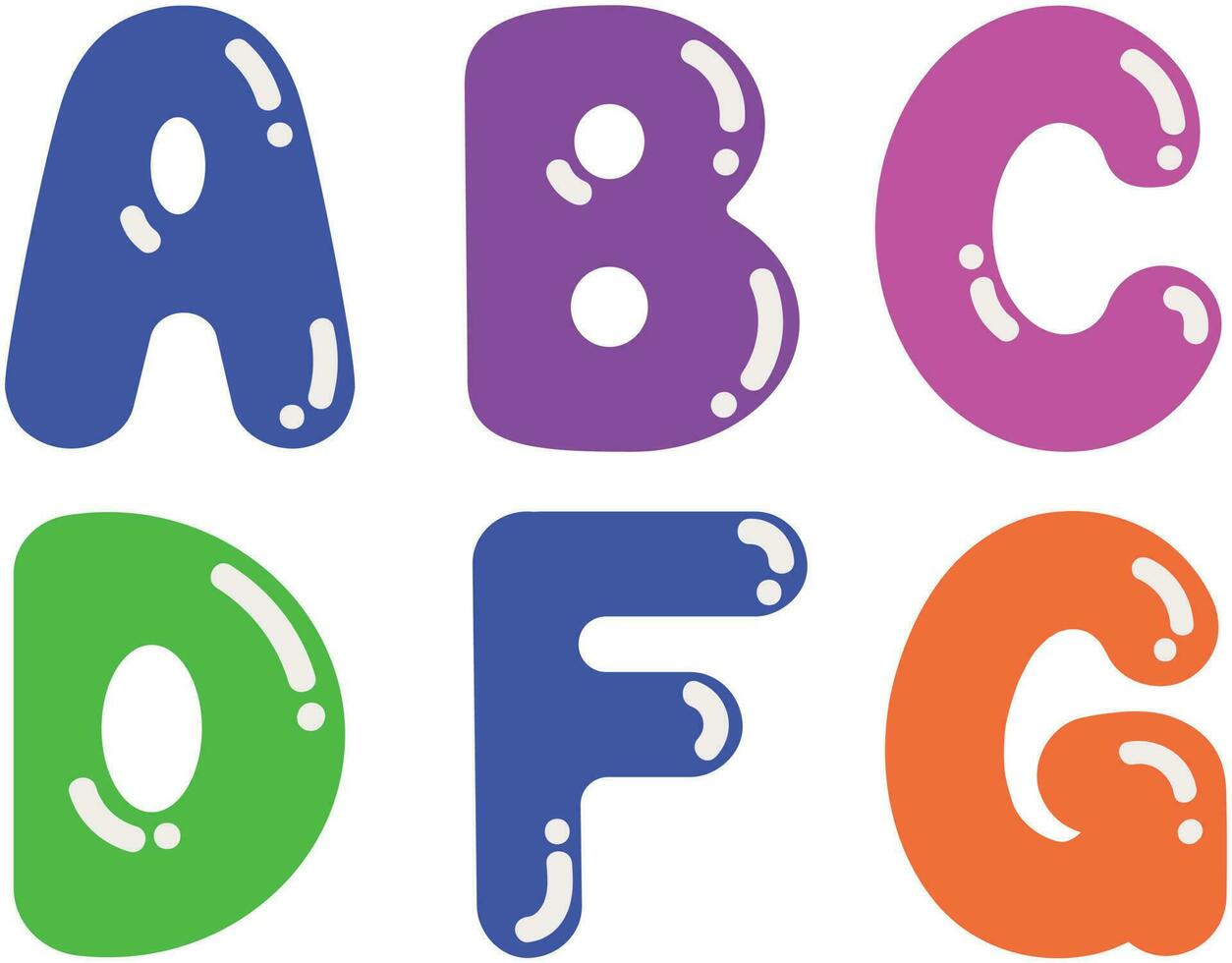 uppsättning av färgrik brev vektor illustration. dekorativ söt font och alfabet