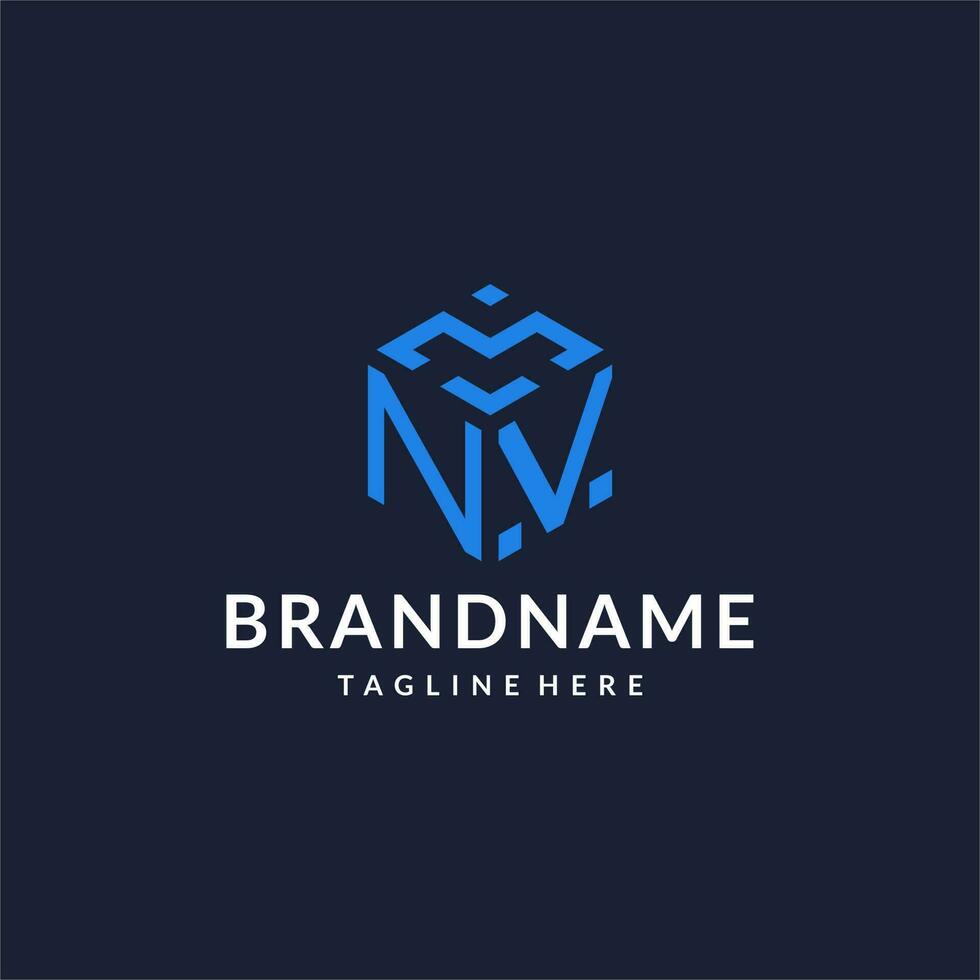 nv Logo Hexagon Entwürfe, Beste Monogramm Initiale Logo mit sechseckig gestalten Design Ideen vektor