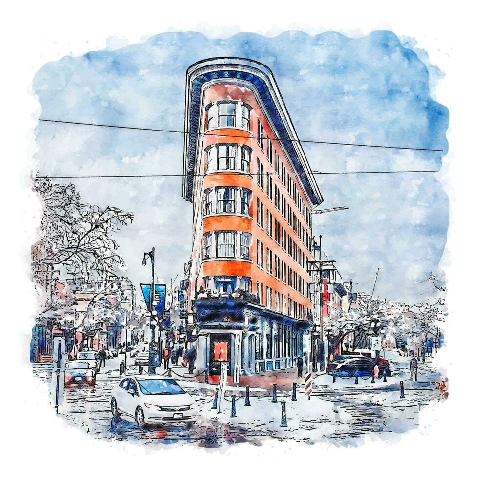 die Architektur Kanada Aquarell skizzieren Hand gezeichnet Illustration vektor