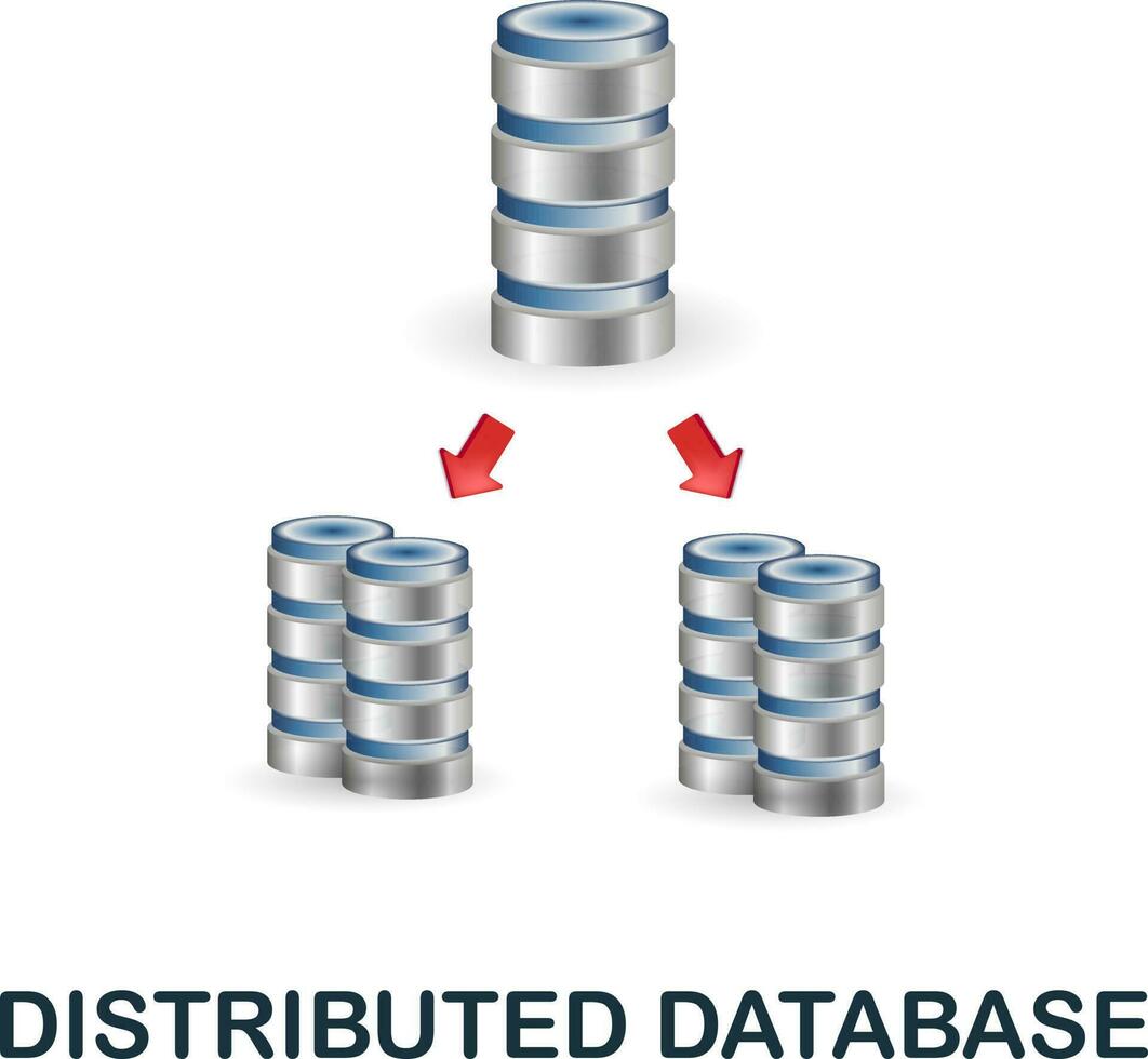 distribuerad databas ikon. 3d illustration från data vetenskap samling. kreativ distribuerad databas 3d ikon för webb design, mallar, infographics och Mer vektor