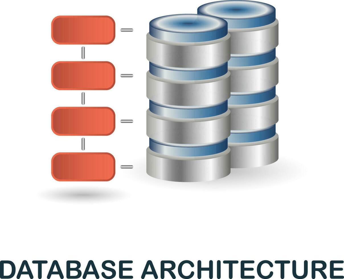 databas arkitektur ikon. 3d illustration från data vetenskap samling. kreativ databas arkitektur 3d ikon för webb design, mallar, infographics och Mer vektor