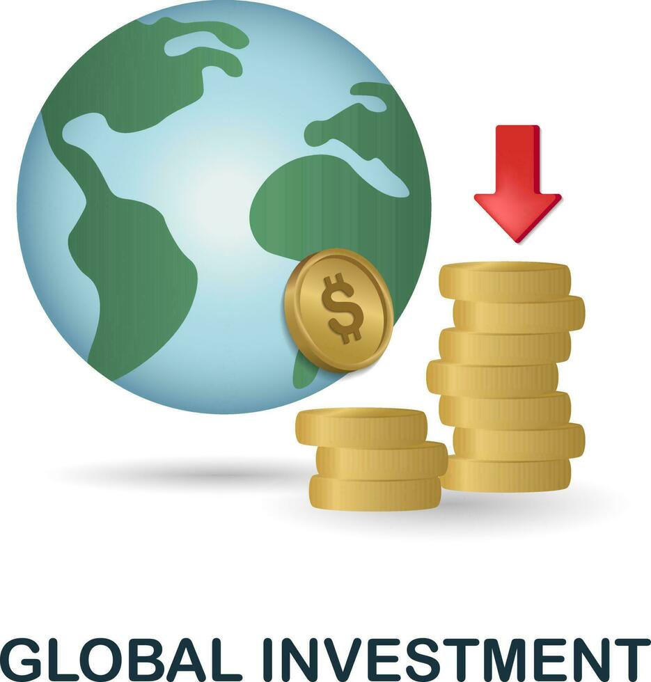 global investering ikon. 3d illustration från finansiera förvaltning samling. kreativ global investering 3d ikon för webb design, mallar, infographics och Mer vektor