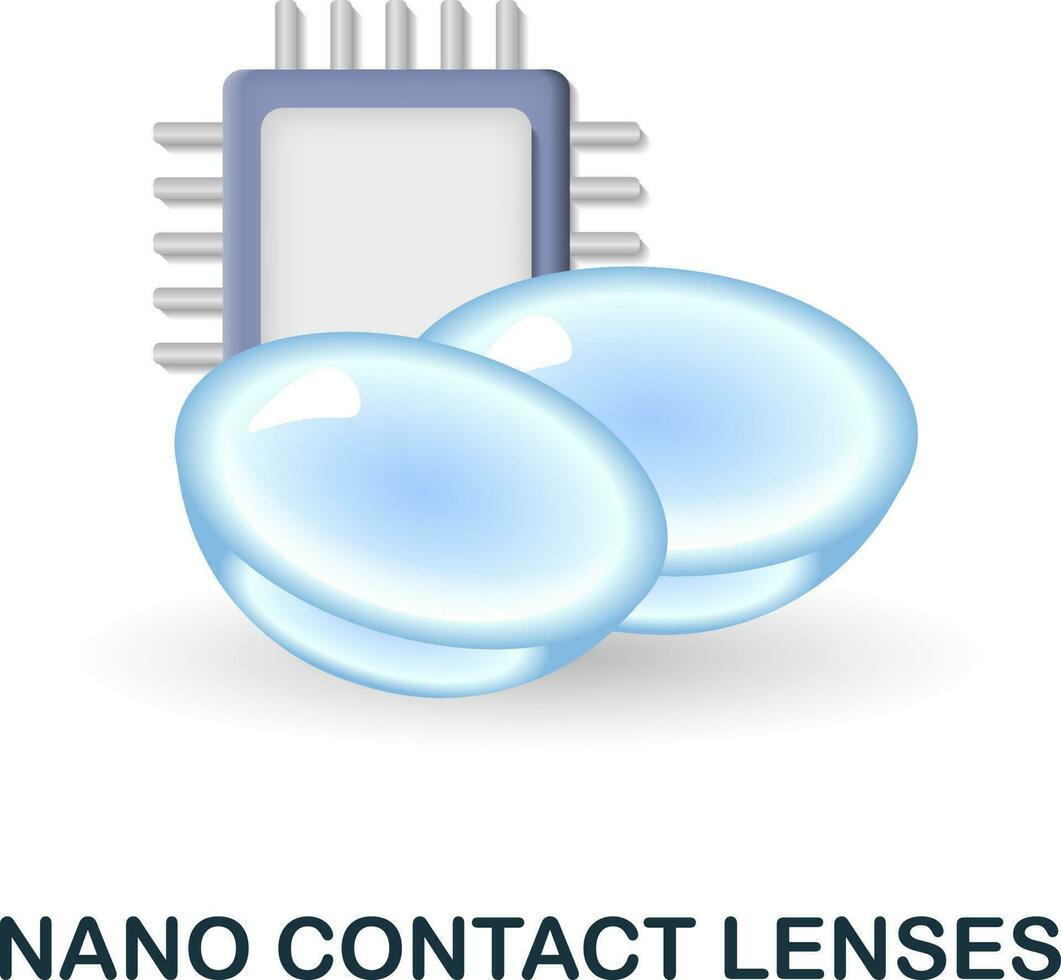 Nano Kontakt Linsen Symbol. 3d Illustration von Zukunft Technologie Sammlung. kreativ Nano Kontakt Linsen 3d Symbol zum Netz Design, Vorlagen, Infografiken und Mehr vektor