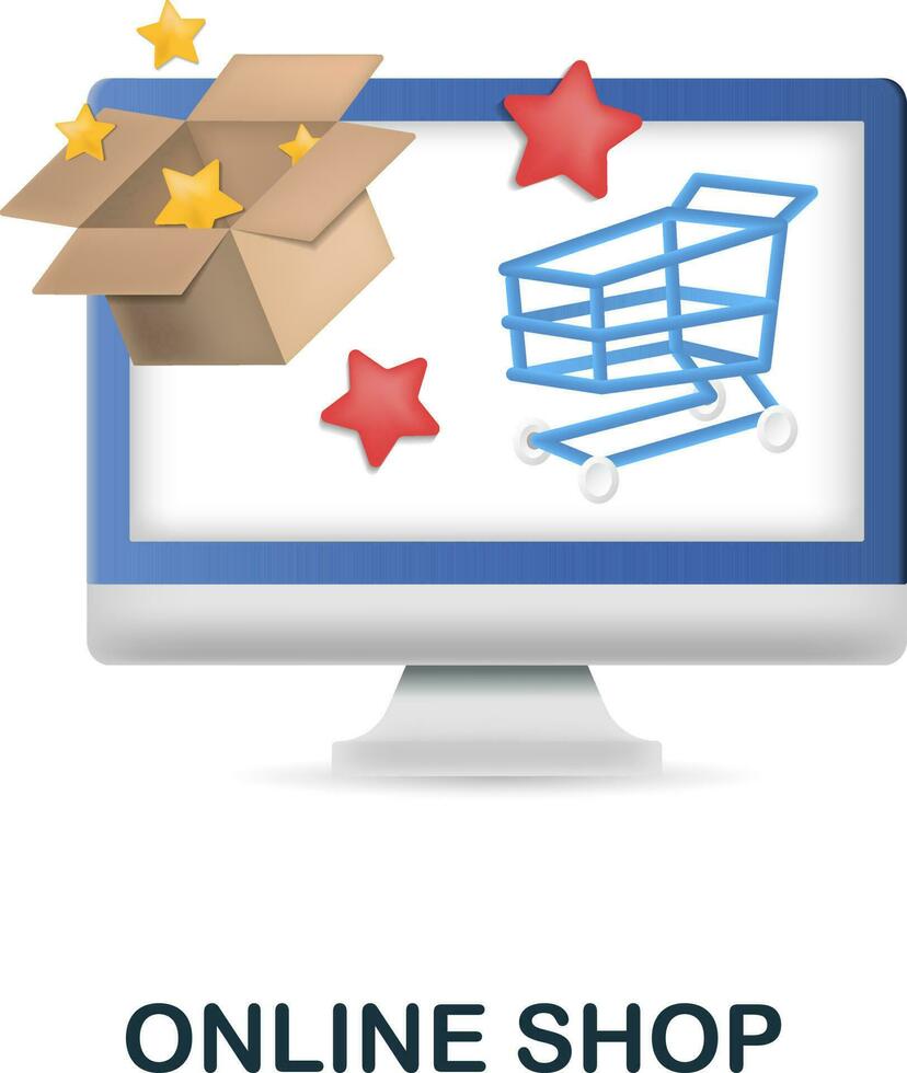 online Geschäft Symbol. 3d Illustration von E-Commerce Sammlung. kreativ online Geschäft 3d Symbol zum Netz Design, Vorlagen, Infografiken und Mehr vektor