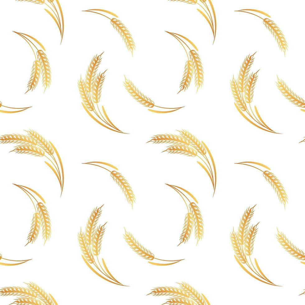 Nahtloses Muster, Weizenährchen auf weißem Hintergrund. hintergrund, druck, textil, vektor