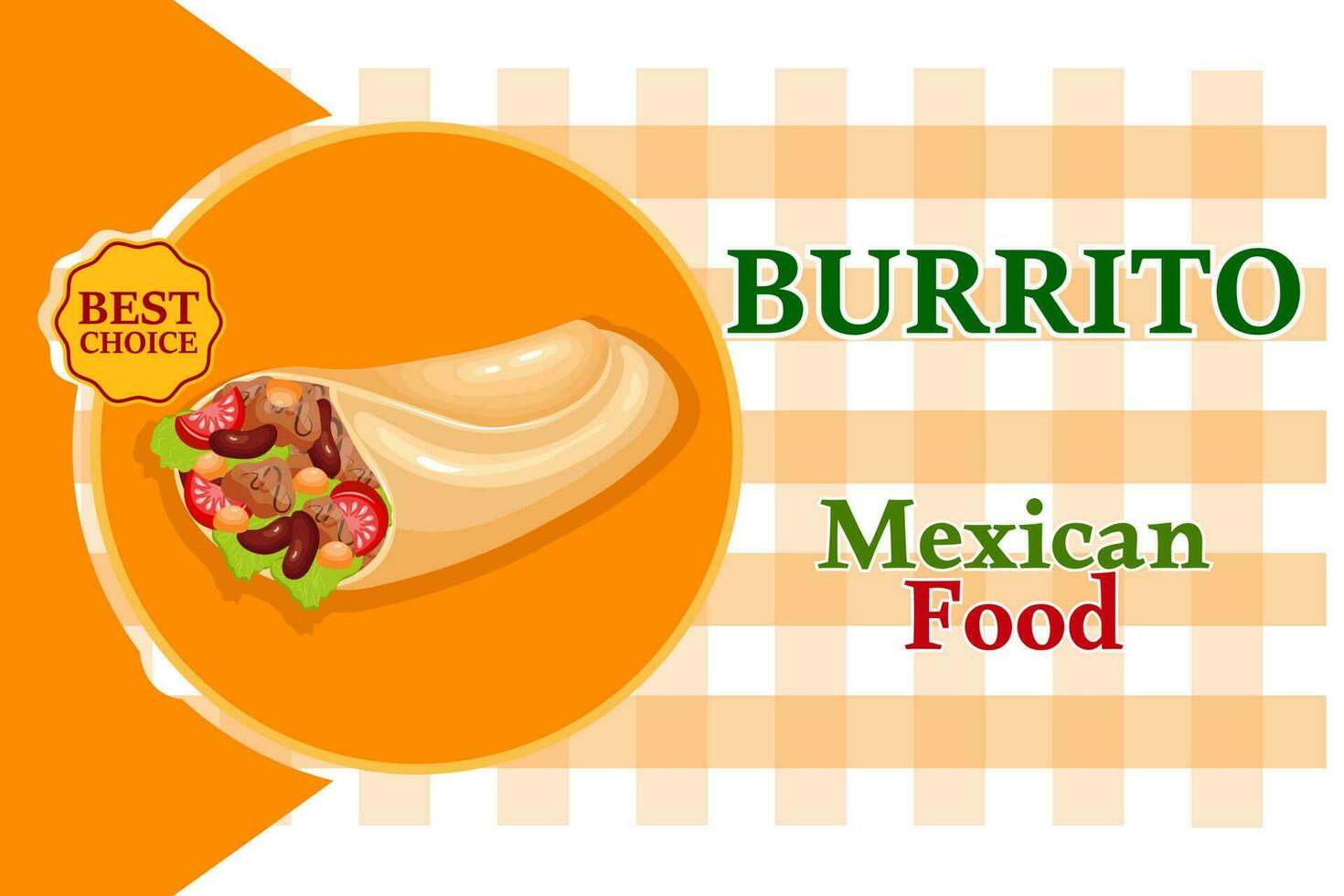 mexikanisches lebensmittelbanner, burrito. lateinamerikanische Küche. Plakat, Vektor