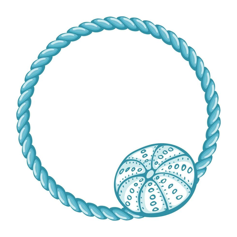 Blau Matrose Seil mit Hand gezeichnet Muscheln isoliert auf Weiß Hintergrund. Marine Hintergrund, Rahmen vektor