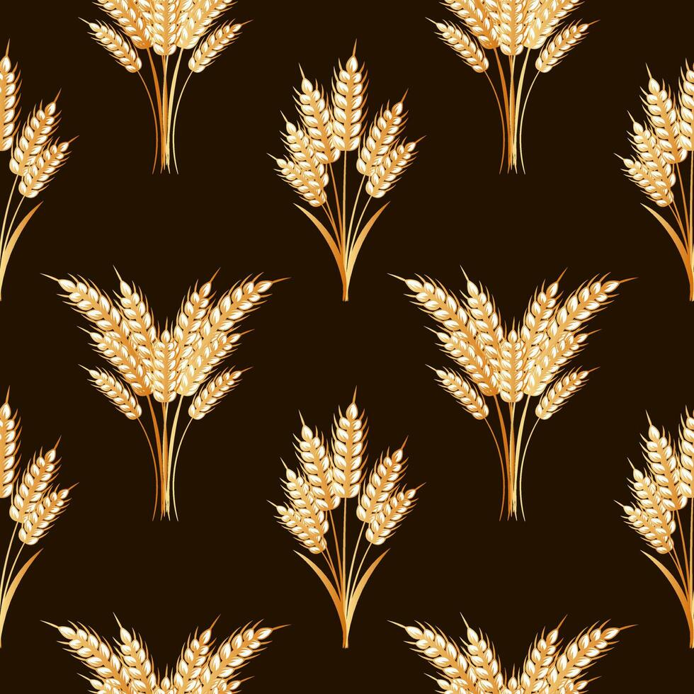 nahtlos Muster, Ährchen von Weizen auf ein dunkel Hintergrund. Hintergrund, drucken, Textil, Vektor