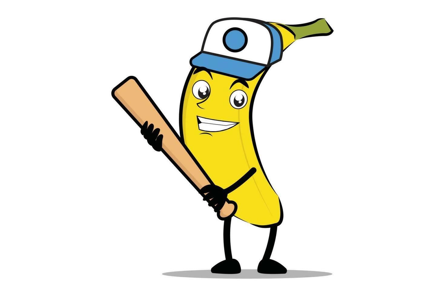 Banane Karikatur Maskottchen oder Charakter halten ein Baseball Schläger wie das Maskottchen von das Baseball Mannschaft vektor