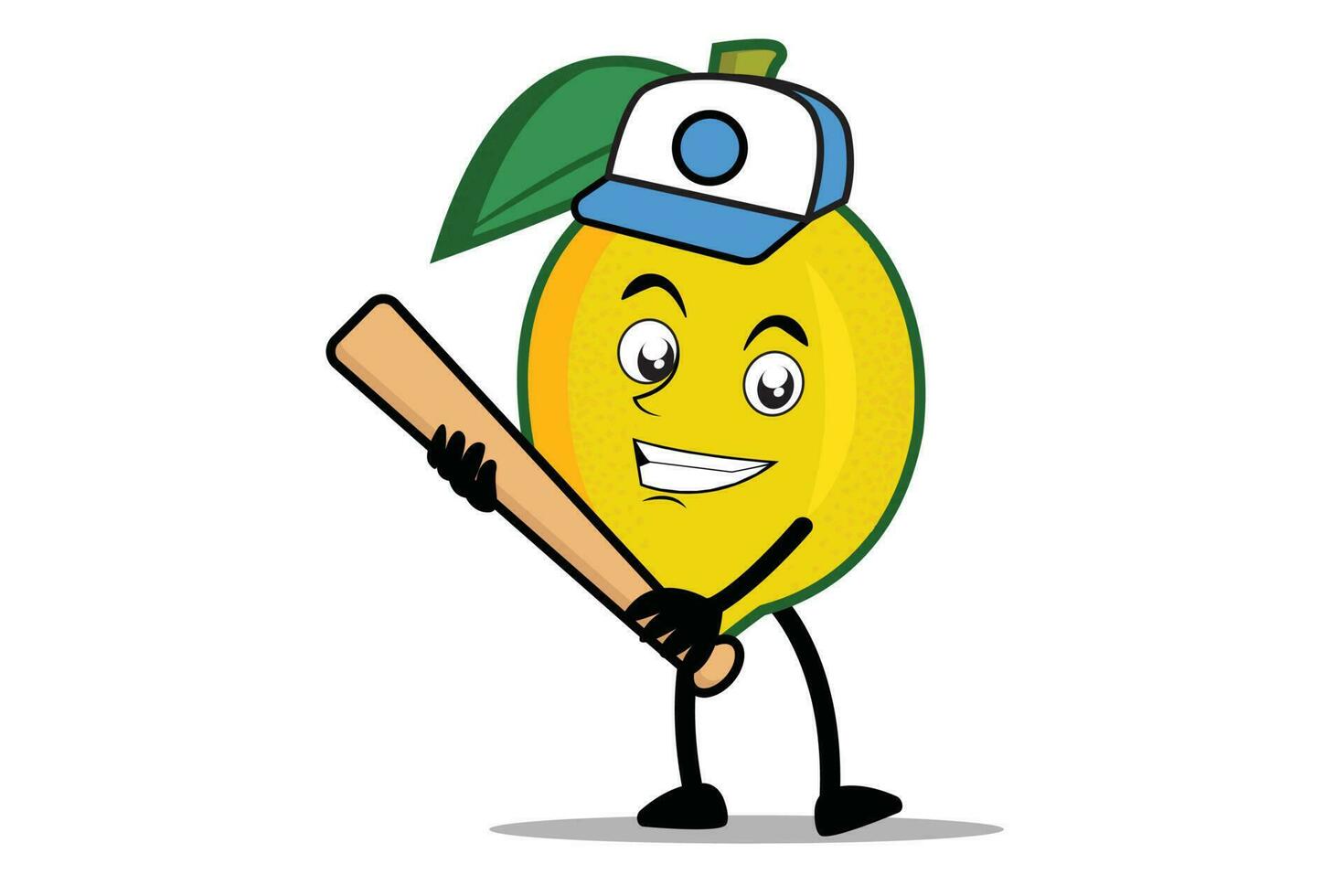 Zitrone Karikatur Maskottchen oder Charakter halten ein Baseball Schläger wie das Maskottchen von das Baseball Mannschaft vektor