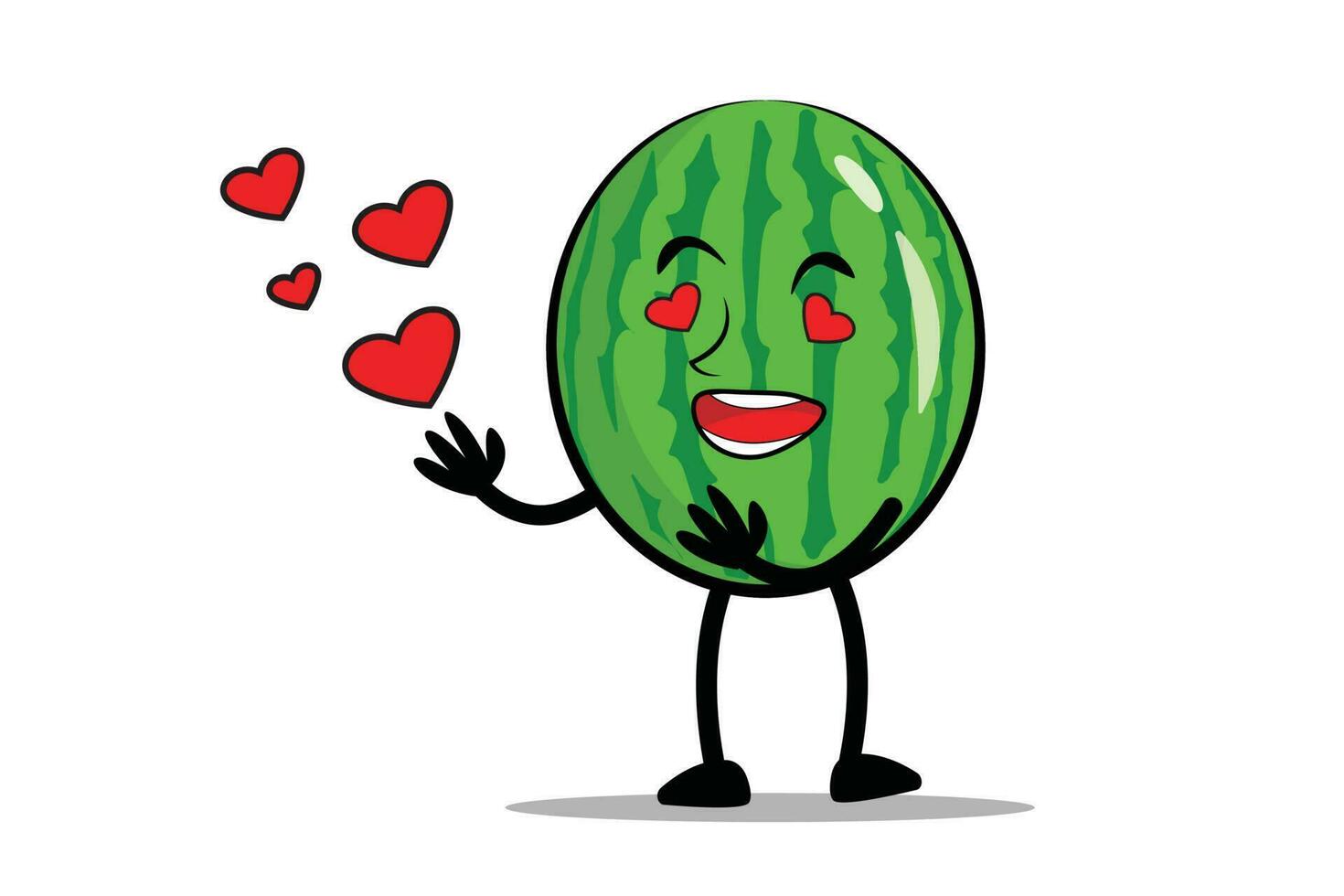 Wassermelone Karikatur Maskottchen oder Charakter liebt es ist Partner auf Liebe Tag vektor