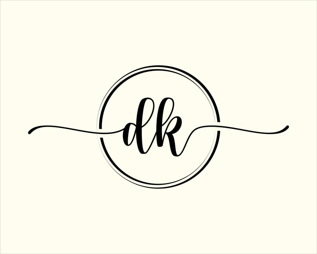 Initiale Handschrift dk Kreis Logo Illustration. dk Brief Logo Design mit schwarz Kreis. Initiale dk Schönheit Monogramm und elegant Logo Design vektor