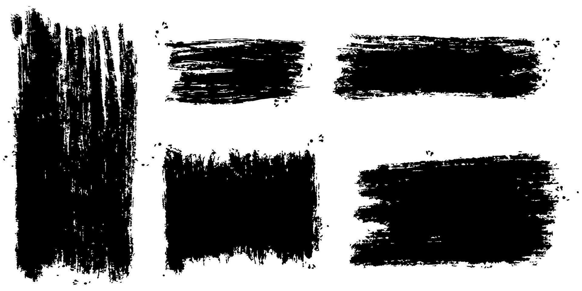 satz tintenpinselstriche, pinsel, linien, schwarze farbe, grungy. hand gezeichnetes grafisches element lokalisiert auf weißem hintergrund. Vektor-Illustration. vektor