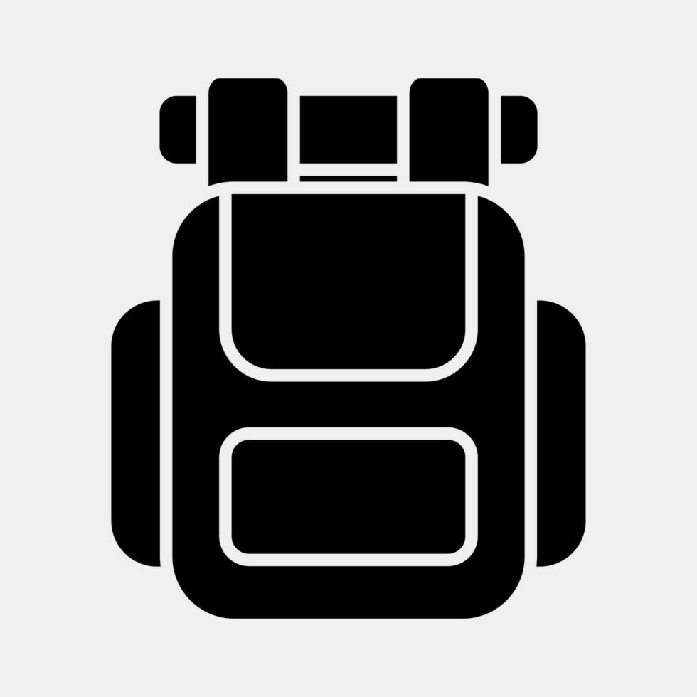 Symbol Rucksack. Camping und Abenteuer Elemente. Symbole im Glyphe Stil. gut zum Drucke, Poster, Logo, Werbung, Infografiken, usw. vektor