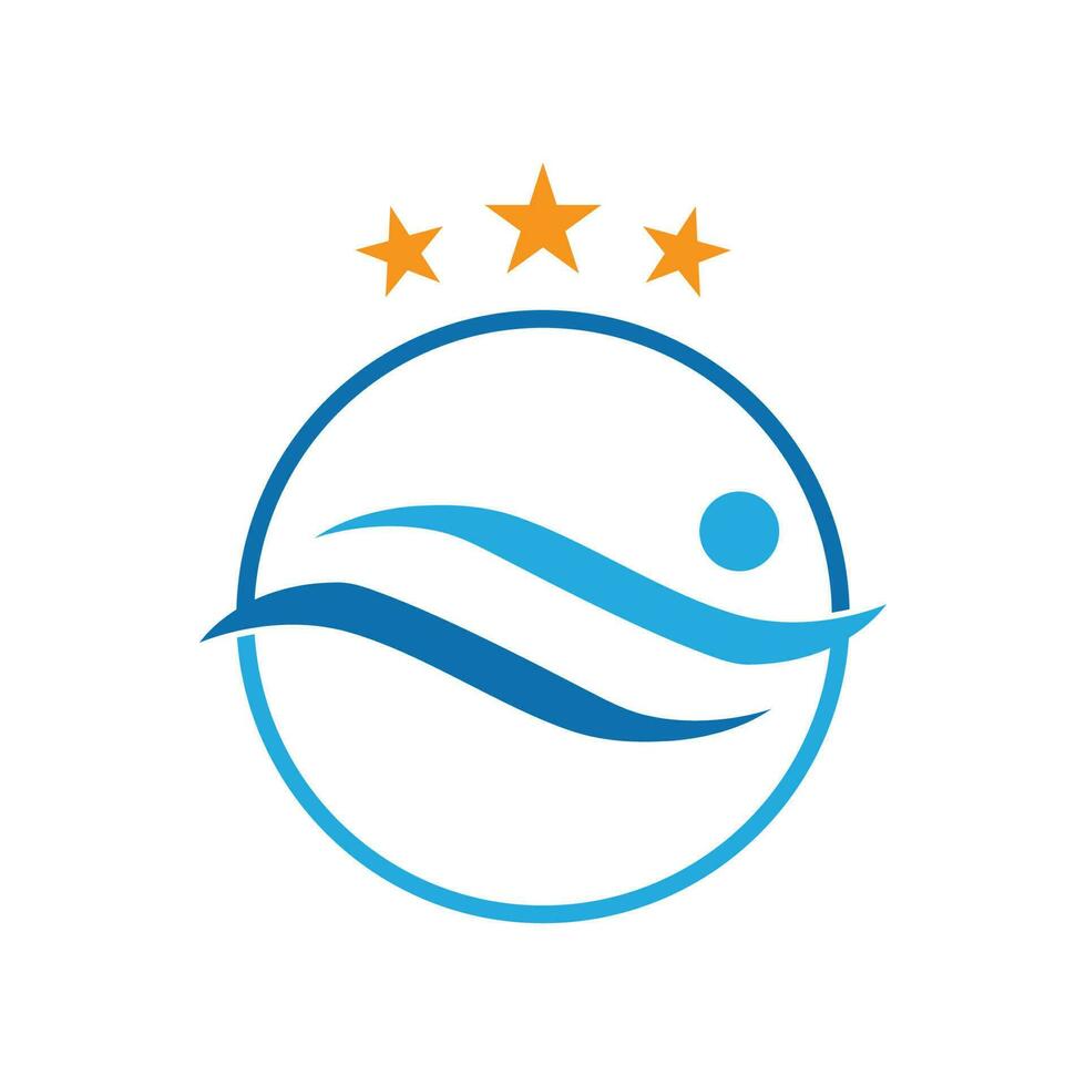 einfach Schwimmen Schwimmbad Silhouette, Schwimmer Athlet auf Meer Ozean Wasser Welle Logo Design vektor