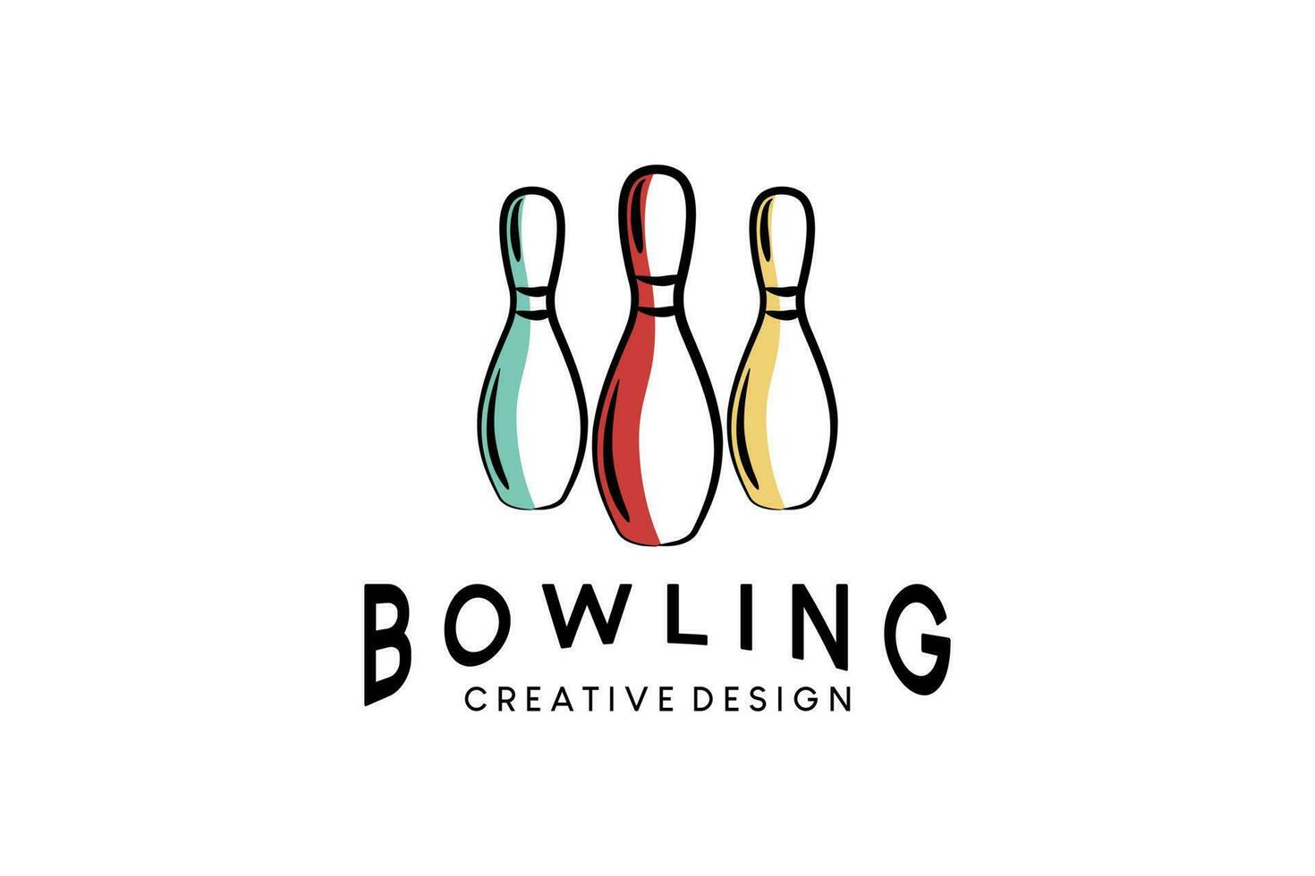 Bowling Logo Design mit kreativ Hand gezeichnet Konzept vektor