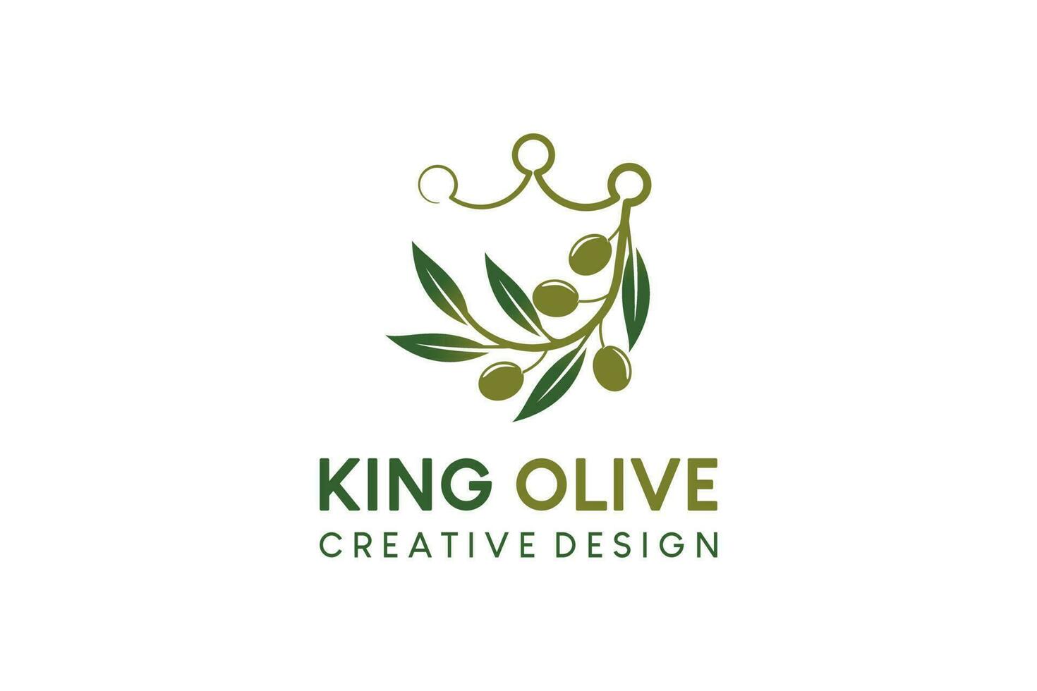 Olive König Logo Design mit Krone Konzept vektor