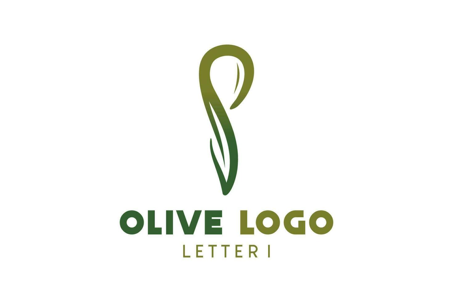 oliv logotyp design med brev jag begrepp, naturlig grön oliv vektor illustration