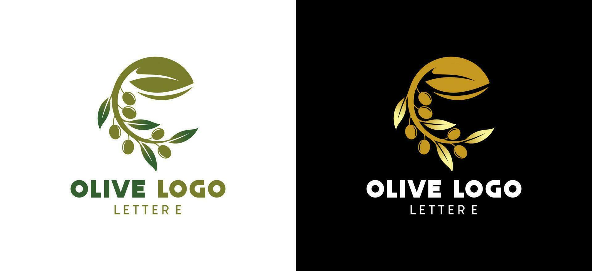 Olive Logo Design mit Brief e Konzept, natürlich Grün Olive Vektor Illustration