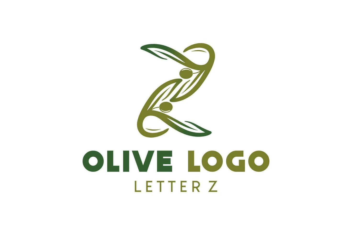 Olive Logo Design mit Brief z Konzept, natürlich Grün Olive Vektor Illustration