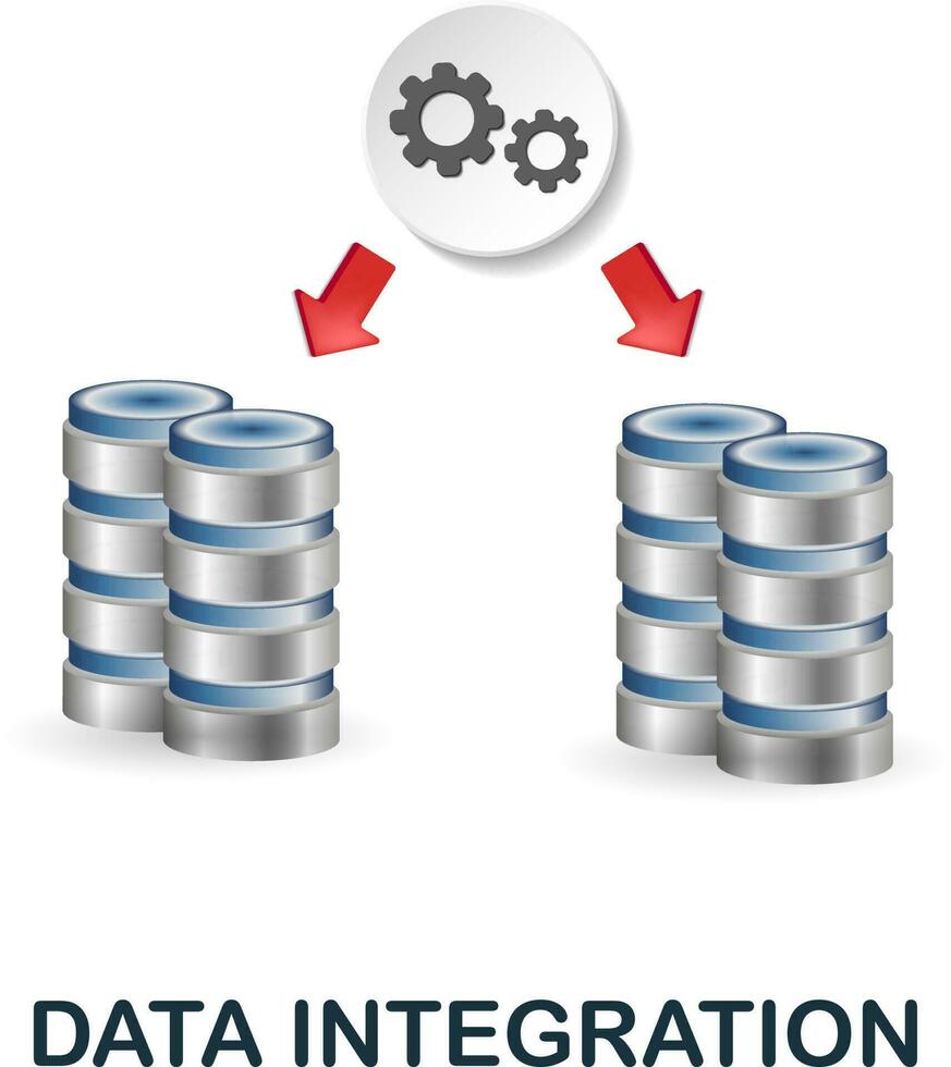 data integration ikon. 3d illustration från data vetenskap samling. kreativ data integration 3d ikon för webb design, mallar, infographics och Mer vektor