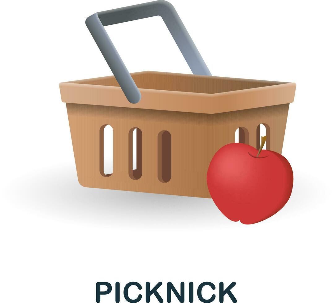 picknick ikon. 3d illustration från utomhus- rekreation samling. kreativ picknick 3d ikon för webb design, mallar, infographics och Mer vektor