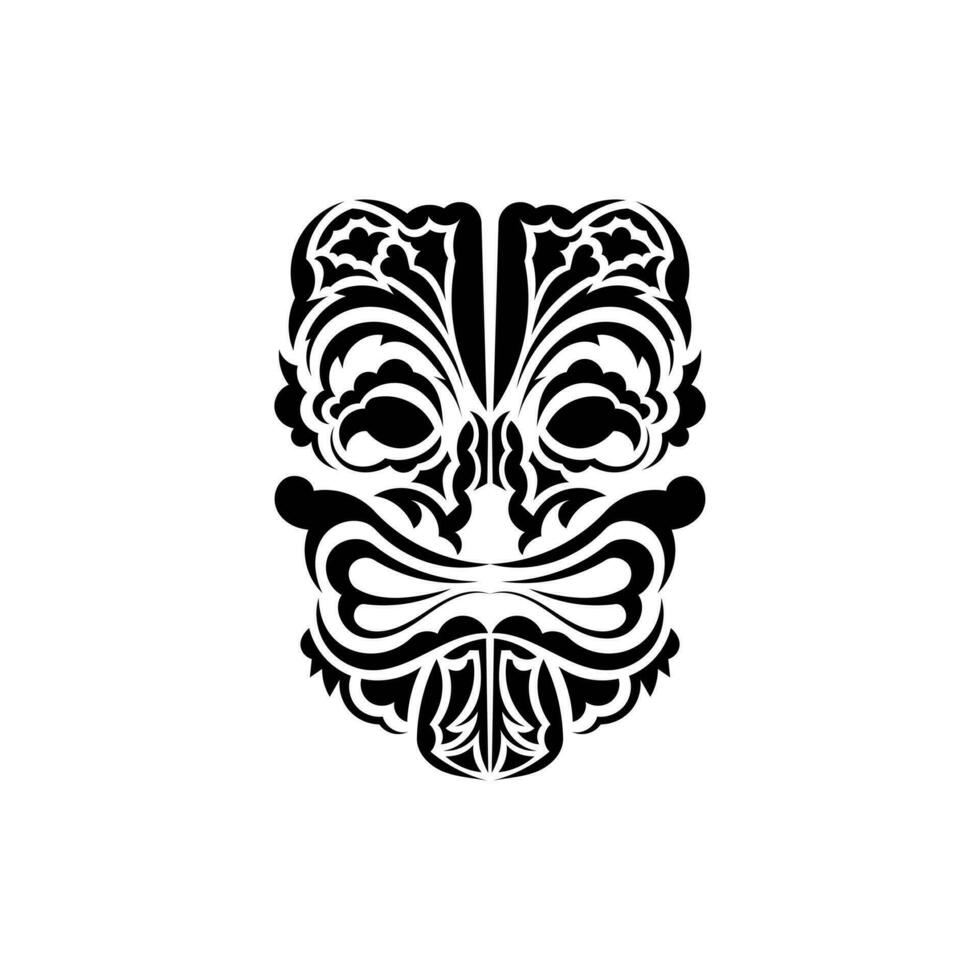 stam- mask. traditionell totem symbol. svart prydnad. vektor isolerat på vit bakgrund.