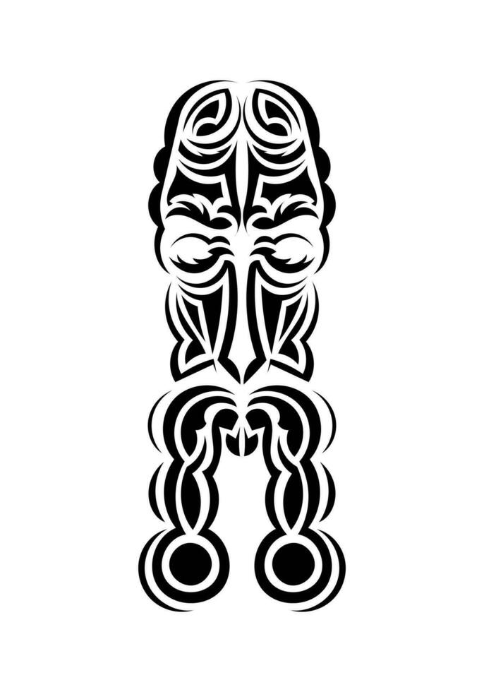 ansikte i traditionell stam- stil. redo tatuering mall. platt stil. vektor illustration.