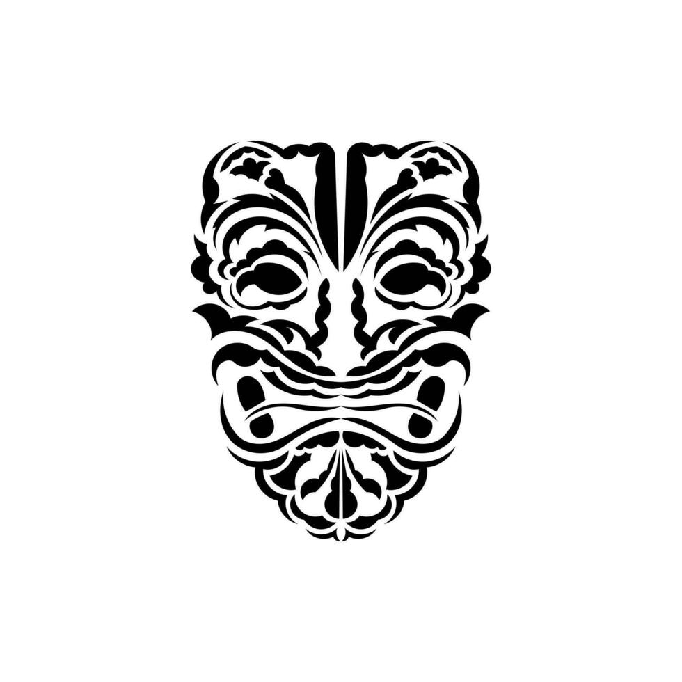 mönster mask. svart tatuering i de stil av de gammal stammar. polynesisk stil. vektor isolerat på vit bakgrund.