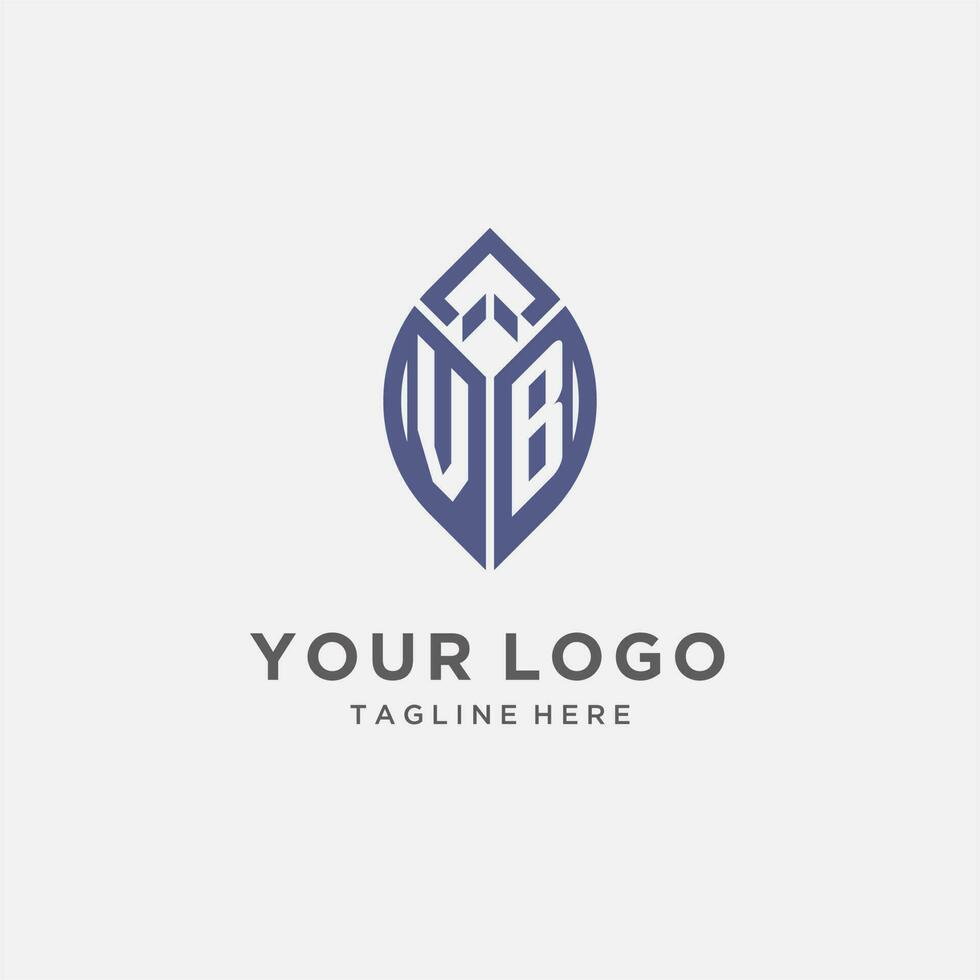 vb Logo mit Blatt Form, sauber und modern Monogramm Initiale Logo Design vektor