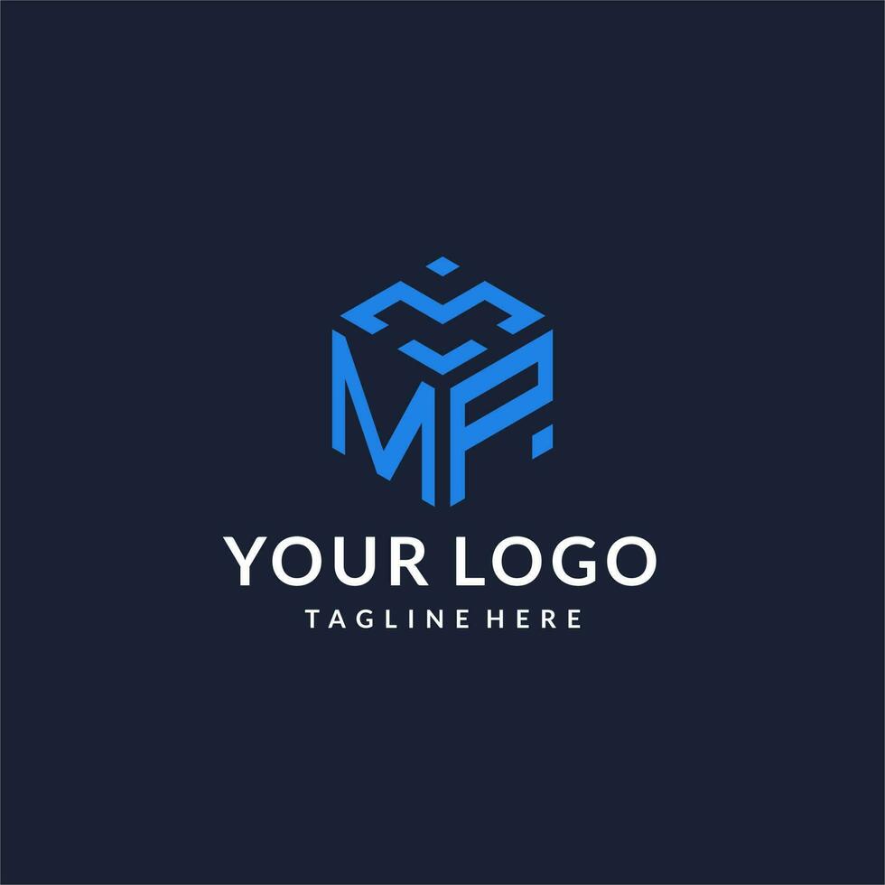 mp Logo Hexagon Entwürfe, Beste Monogramm Initiale Logo mit sechseckig gestalten Design Ideen vektor